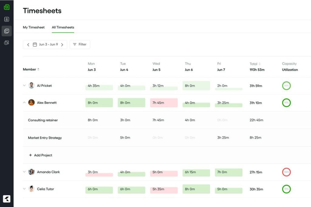 bonsai's timesheet overview